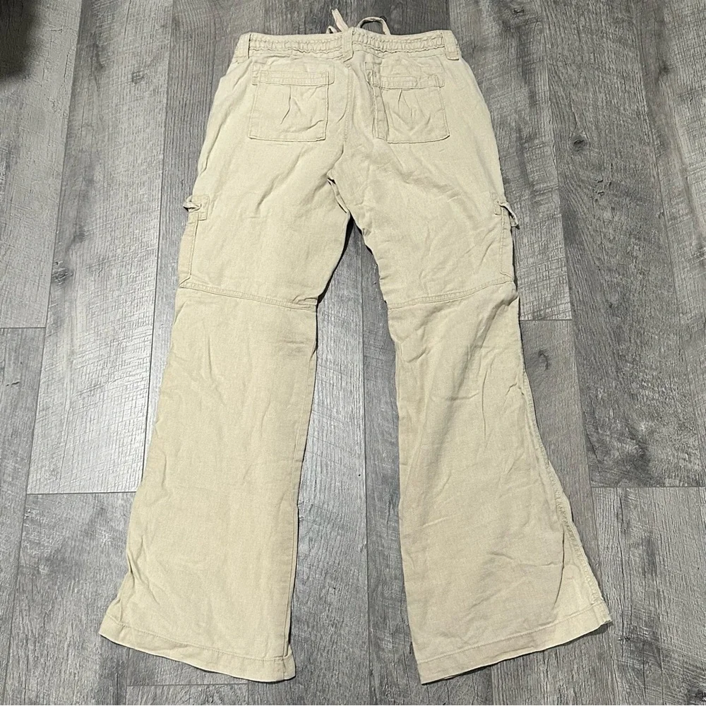 old navy Women's Cargo Pants beige baggy skater boho 90s 80s flared pants size 4 - Picture 2 of 8